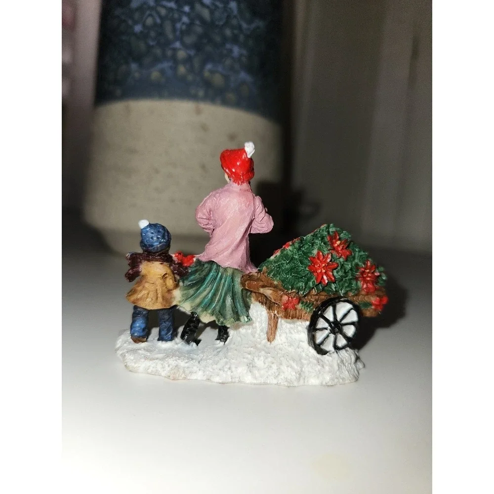 Village christmas decor woman and‎ child vintage
